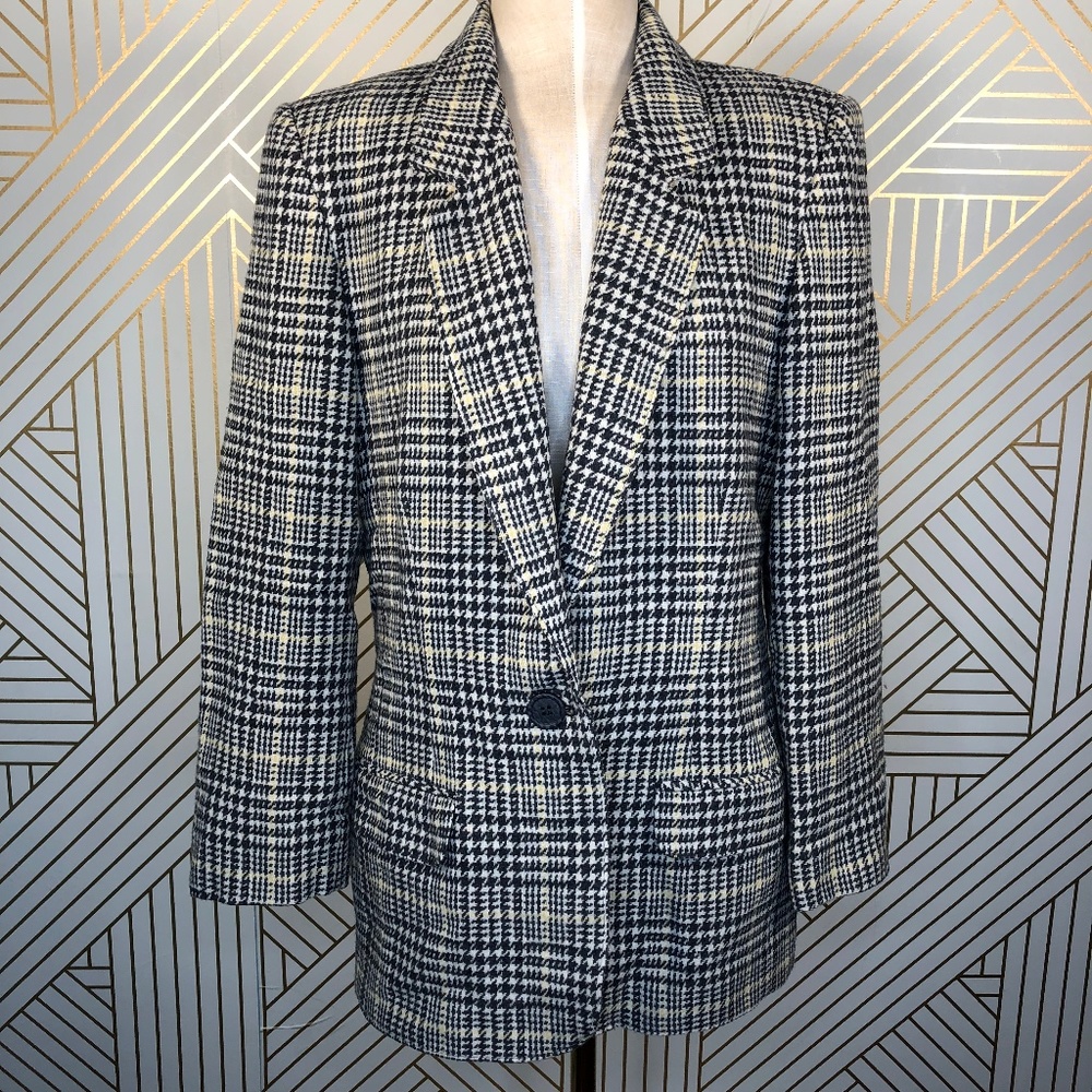 Pendleton Vintage Gray Yellow Houndstooth Blazer